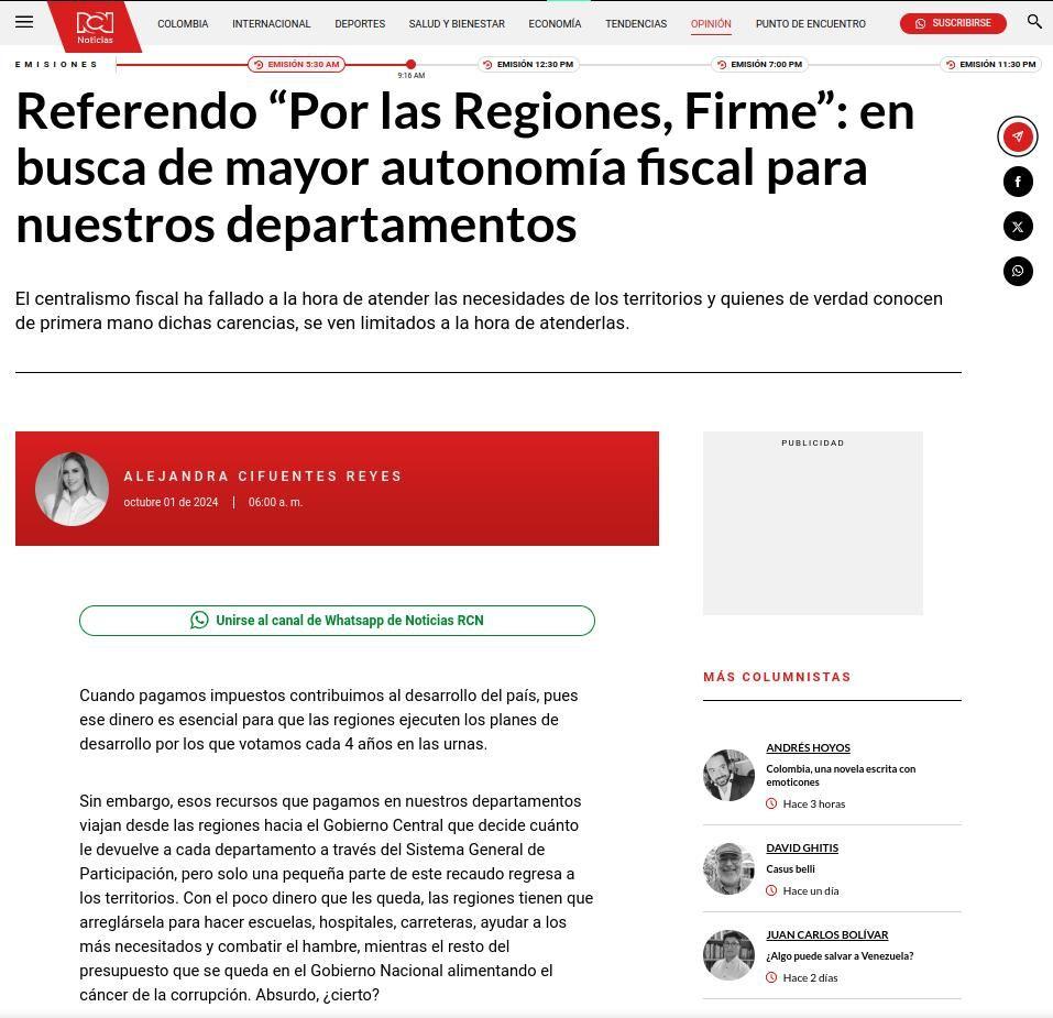 Imagen de la noticia Referendo “Por las Regiones, Firme”: en busca de mayor autonomía fiscal para nuestros departamentos