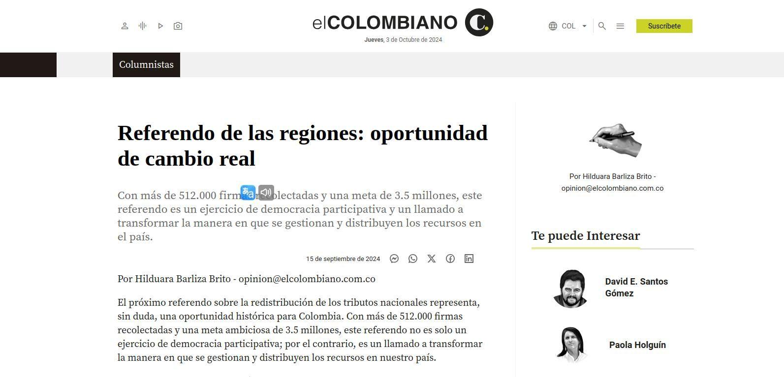 Imagen de la noticia Referendo de las regiones: oportunidad de cambio real